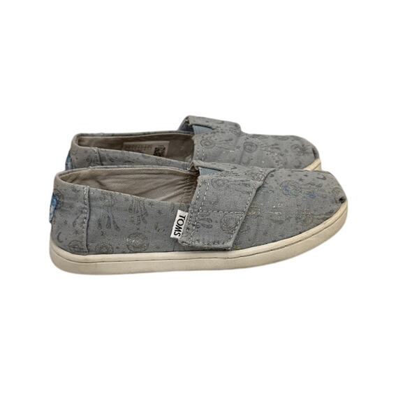 TOMS Shoes Tiny Toms Blue Planet Print Slip on Sneakers Size Youth 10 - Picture 1 of 3